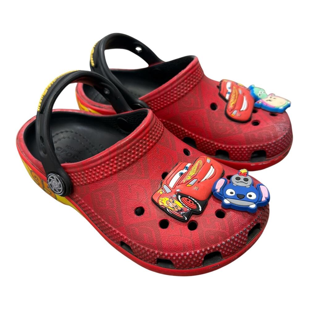 Crocs Kids Disney Cars Lightning Mcqueen Clogs Size 9 With Jibbitz